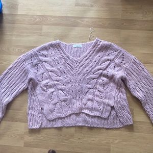 large baby pink cropped sweater knitted top
